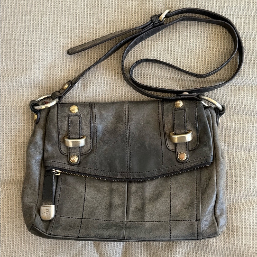 Stylish Gray Leather Crossbody Bag